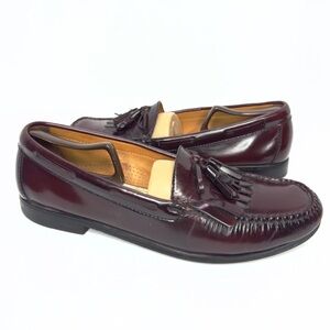 Cole Haan Mens Burgundy Leather Tassel Loafers Dress Shoes Size 12 D